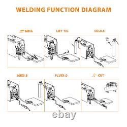 5 in 1 Gas/Gasless MIG CUT TIG MMA/ARC Welder 220V Welding Machine Plasma Cutter