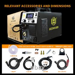 HZXVOGEN 5 in 1 MIG CUT TIG MMA/ARC Welder 220V Gas/Gasless MIG Welding Machine