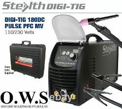 SWP Stealth DIGI-TIG 180DC Pulse PFC 180amp TIG Welder ARC MMA DV 110v 240v