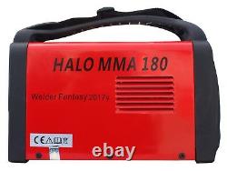 Schweißgerät inverter HALO IGBT ARC MMA 180A Welder 230V mit Schweißhelm blau