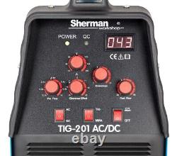 Sherman TIG 201 AC/DC 200A Welder Aluminium Inverter MMA + Foot Pedal Controller